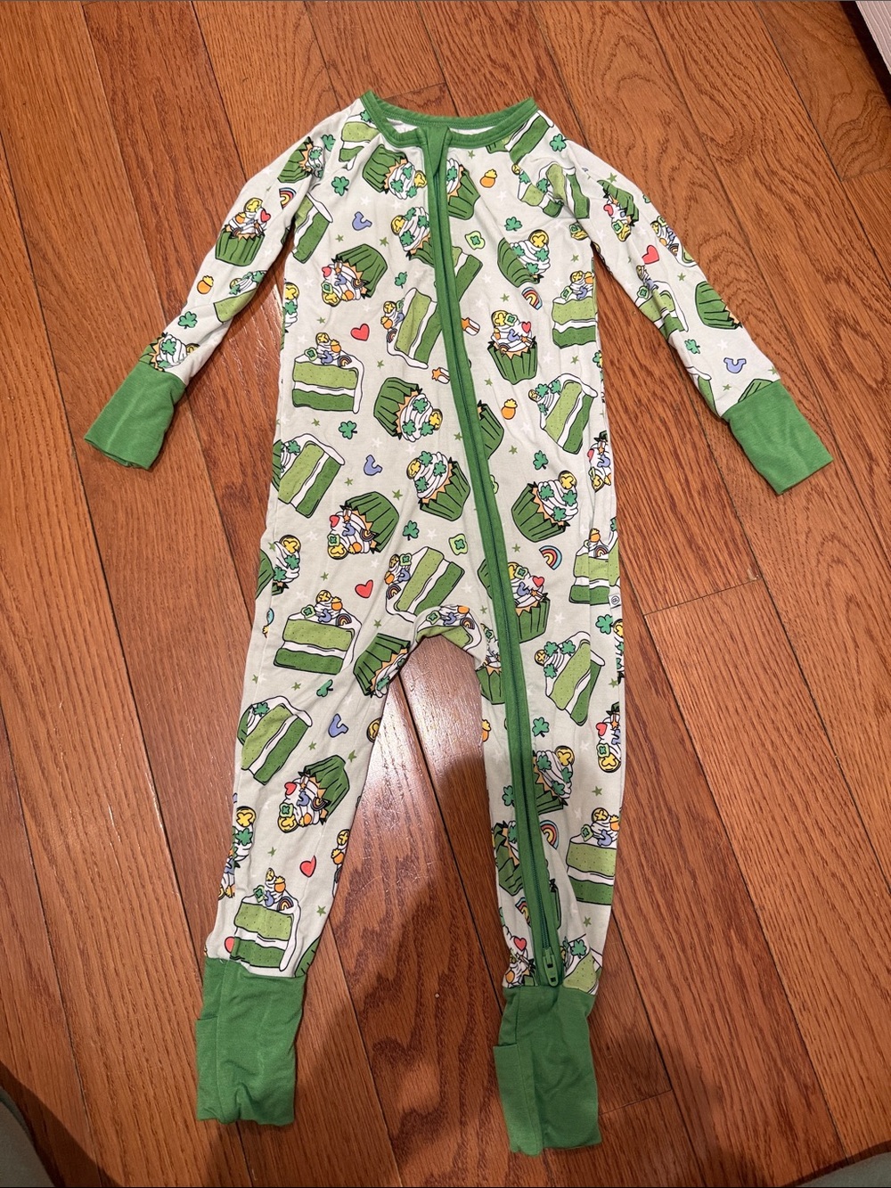 Caden Lane Green Cupcake Print One-Piece Footie